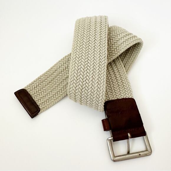 Eddie Bauer Men's Woven Braided Leather Buckle Belt - Picture 4 of 5